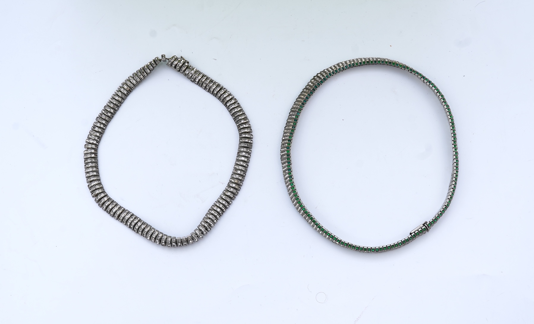 Two Art Deco paste necklaces, mid 20th century